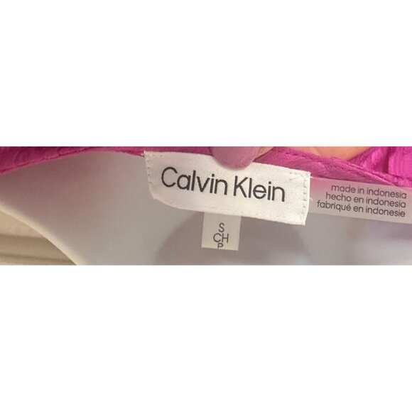Calvin Klein Womens Fuchsia Long Sleeve Blouse With Textured Checkered Pattern S - Picture 6 of 7